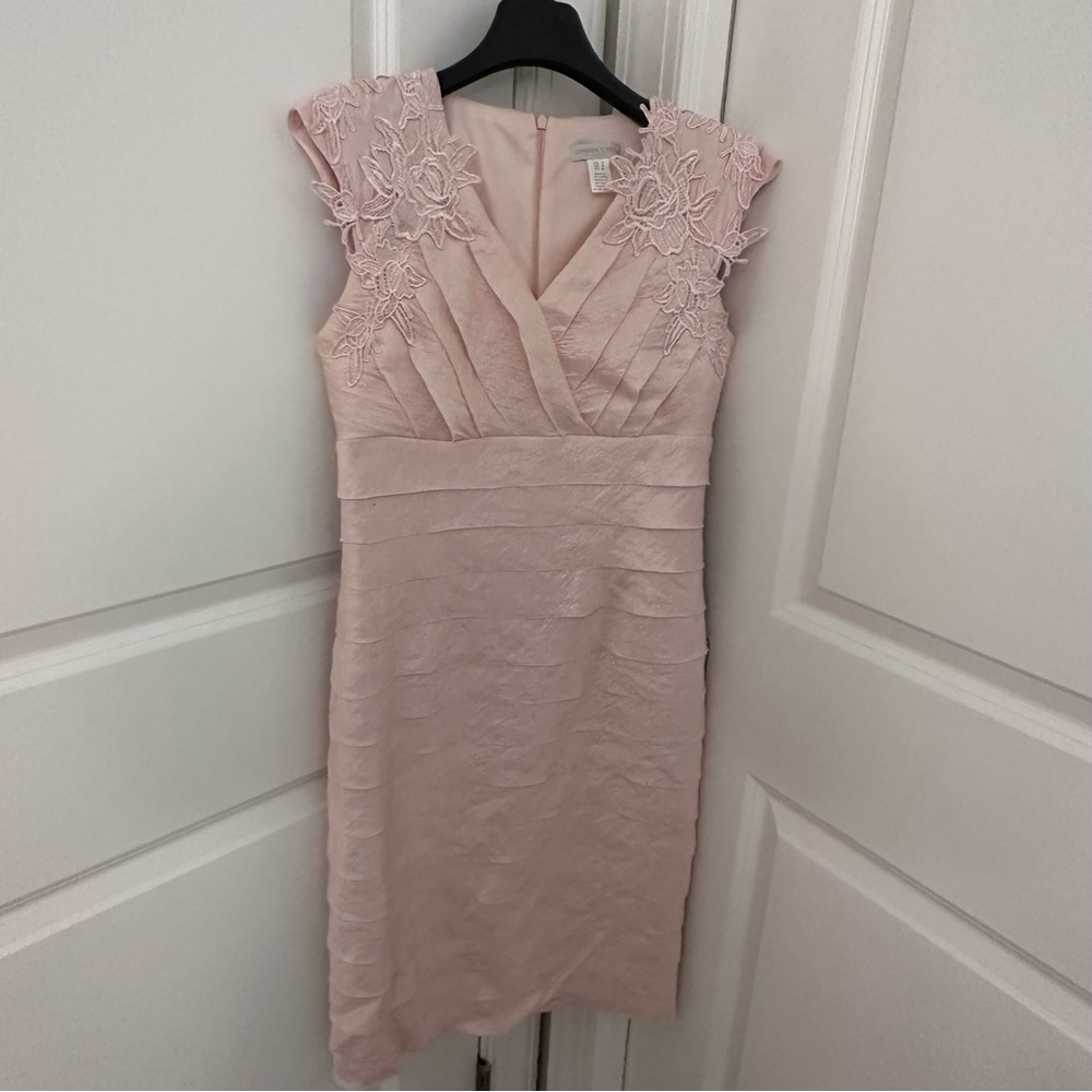 London Times Elegant Pink Lace Cap Sleeve Dress